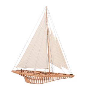 Réplique de yacht en bois transparent fabriqué à la main Shamrock L80 modèle de voilier décor nautique collectionneur peint en cèdre - Product Image 6