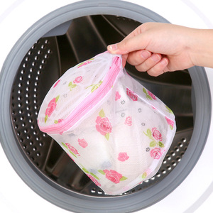 Sac de rangement pliable imprimé pour le linge, sac à linge rond en maille pour lingerie, utilisation en machine à laver, sacs de rangement pour salle de bain, tissu polyester - Product Image 5