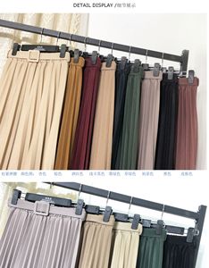 Gonna da donna a vita alta Ecowalson gonne Midi a pieghe in tinta unita Vintage e tinta unita alla signora colori alla moda semplici - Product Image 6