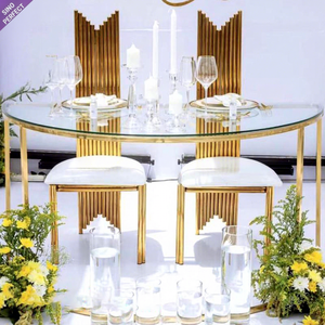 Recepción de lujo blanco dorado para banquetes, sillas de boda, silla de acero inoxidable, comedor, evento para restaurantes, hoteles - Product Image 1