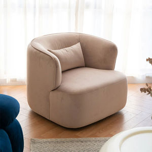 Fauteuil simple de luxe au design scandinave moderne, tissu écologique, pieds en bois, pour chambre, salle à manger, bureau, salon, usage domestique - Product Image 2