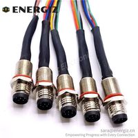 Connecteur circulaire M8 étanche IP67 mâle 3/4/6/8 broches, borne à souder, contacts en laiton plaqué or, faisceau de fils de 15 cm EG-M8