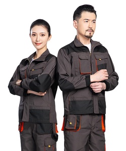 Conjunto de ropa de trabajo de pantalón y chaqueta de corte regular para uso en exteriores, lona pesada con bolsillos interiores seguros para uniformes de tripulación de logística - Product Image 1