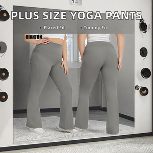 Women's Plus Size 4XL Yoga Flare Pants Tummy Control Elastic Waist Full-Length High Stretch Hip Lift Fitness <b>Bell</b> Bottom - Product Image 2
