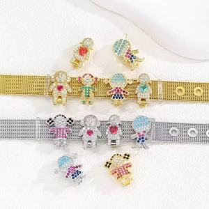 Pulsera Deslizante con Corazón de Circonitas Cúbicas Micro Pavimentadas, Linda Pulsera de Malla de Acero Inoxidable Chapada en Oro para Mujeres <span class=keywords><strong>y</strong></span> Niñas, Accesorios de Joyería - Product Image 2