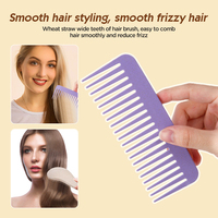 Brosse à Cheveux Shampoing en Paille de Blé, Peigne de Massage Capillaire avec Peigne Démêlant à Dents Larges