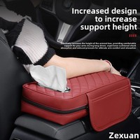 Coussin d'accoudoir de voiture en cuir Nappa brodé losanges, rangement multifonctionnel pour serviettes en papier, rehausseur universel pour coudière