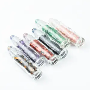 10ml clear glass roller bottles natural semi-precious stone top roller ball for essential oil perfume bottle