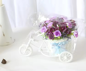 Hot Sale Mini Bonsai <b>Plastic</b> <b>Plants</b> Rose Flower Tricycle Decorative Bonsai Artificial Potted <b>Plants</b> for Weddings - Product Image 6