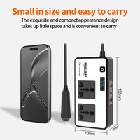 Onduleur de Voiture Portable à Onde Sinusoïdale Modifiée 200W, Alimentation DC 12V 24V vers AC 110V 220V avec Écran Numérique - Vente en Gros