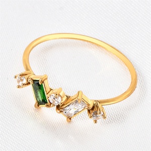 Wholesale <b>Crystal</b> Charm <b>Ring</b> Dainty Gold Plated Stainless Steel Colorful Zircon <b>Rings</b> - Product Image 4