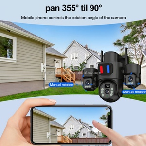 Caméra de surveillance sans fil OEM, rouge et bleue, avec alarme LED, 3 objectifs, 15MP, carte SIM 4G, solaire, PTZ 360°, IP, extérieure, réseau, sécurité, bullet, CCTV - Product Image 4