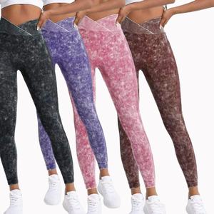 Nouveaux Leggings de Yoga et de Fitness Sans Couture, Effet Push-up Fessier, Taille Croisée, Effet Peau de Pêche, <span class=keywords><strong>Mat</strong></span> Lavé Uni, Longueur Intégrale, pour le Marché International - Product Image 1