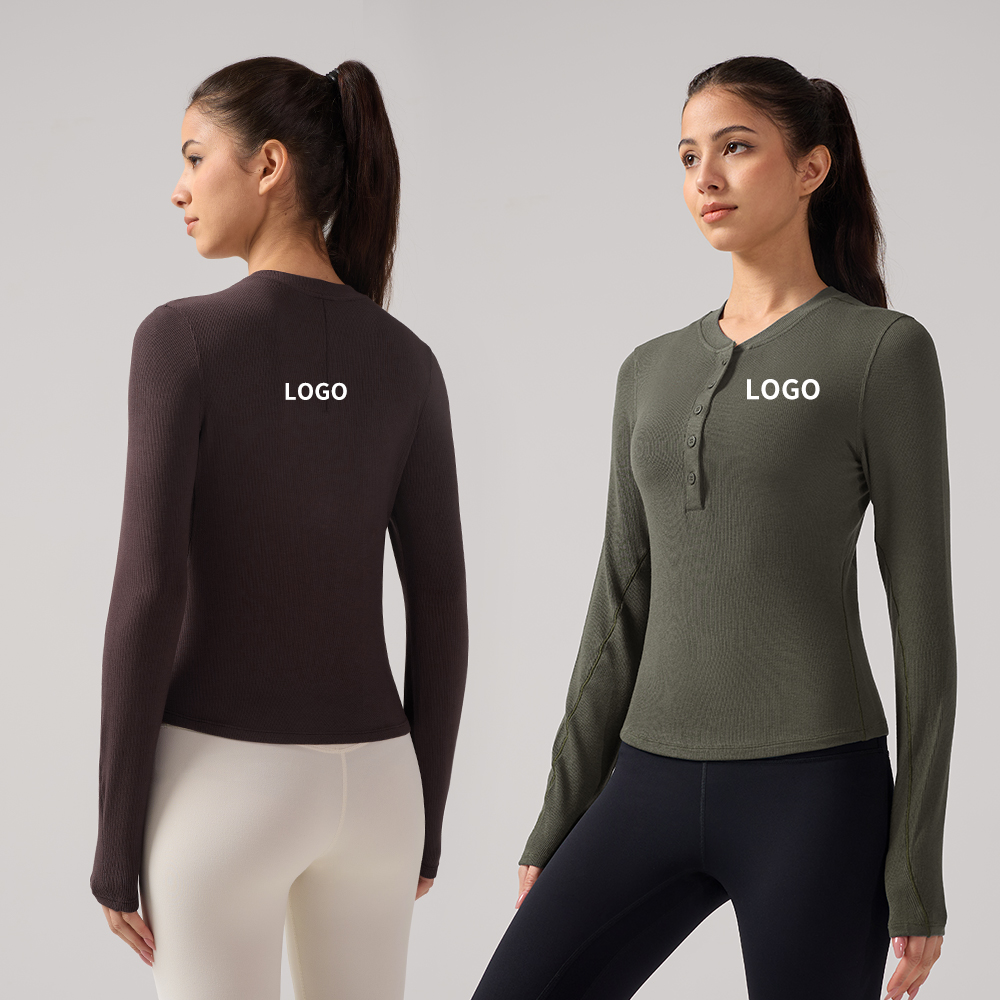 Modal Henry Fitness Wear Women's Lightweight Long-Sleeved Yoga Top Breathable Quick-Drying Antibacterial Slim T-Shirt Nude