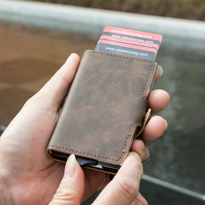 Casekey OEM Stylish Business Cartera Slim PU Leather <b>RFID</b> Blocking Credit Card Holder <b>Men</b> Pop up Smart <b>Wallet</b> With Money Clip - Product Image 2