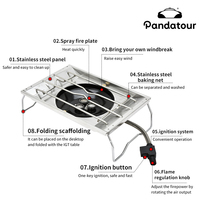 Réchaud de camping portable ORANGEGAZ IGT coupe-vent en acier inoxydable, brûleur plat pliable haute puissance pour extérieur