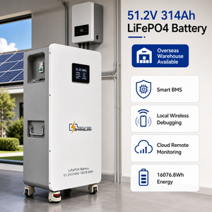 Batterie murale LiFePO4 51,<span class=keywords><strong>2</strong></span> V 314 Ah 16 kWh avec écran tactile LCD, roues intégrées, pour le stockage d'énergie solaire (vente en gros) - Product Image 1