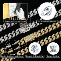 Chaîne cubaine en moissanite plaquée or S925 de haute qualité, style hip-hop, entièrement sertie, 6-16 mm, pour la vente en gros