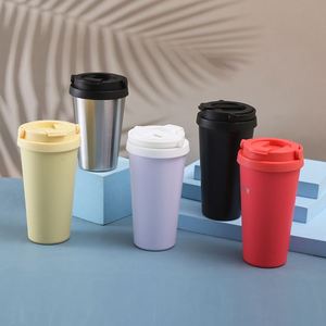Nouvelle tasse isotherme à double paroi en acier inoxydable de grande capacité avec couvercle - Product Image 1
