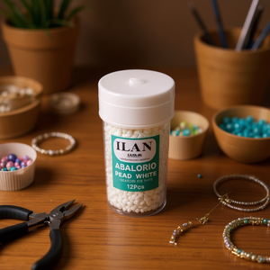 Perline Ilan Abalorio bianche, 12 pezzi per tubo, per la creazione di gioielli - Product Image 3