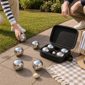 <span class=keywords><strong>Jeu</strong></span> de boules de pétanque en métal avec étui de transport zippé pour jeux de plein air sur pelouse - Product Image 3