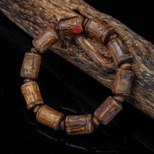 Pulsera de Agarwood Natural Raro con Forma de Bambú, Cuentas de Agarwood de Grado Sinking, Joyería de Madera Fragante de Lujo Hecha a Mano, 20.2g - Product Image 1