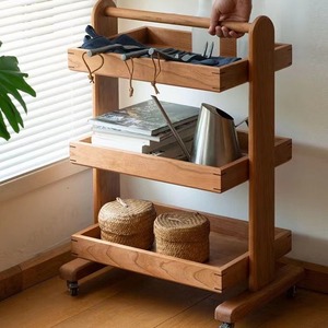 Wooden <b>Storage</b> <b>Cart</b> 3 Tier Standing Type Kitchen Bathroom Use Neatening <b>Storage</b> Rectangle Shape - Product Image 3