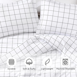Trắng lưới <span class=keywords><strong>Comforter</strong></span> thiết lập kích thước đầy đủ 3 miếng mùa hè nhẹ sợi nhỏ xuống thay thế Trắng <span class=keywords><strong>Comforter</strong></span> với đường màu đen - Product Image 4
