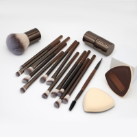 20 buah Set kuas rias kuas kontur Kabuki ujung ganda untuk alat rias wajah perona pipi pencampur Concealer bubuk cair