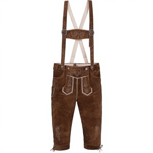 Ecoparty - Traje Bávaro Unisex Hasta la Rodilla para Oktoberfest, Pantalones Cortos de Cuero Vacuno Genuino para Niños Pequeños - Product Image 1