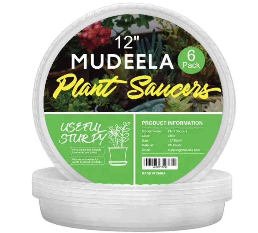 12 inç bitki tabağı dayanıklı plastik bitki damla tepsileri kapalı şeffaf plastik çiçek saksı tabağı yapılmış kalın güçlü