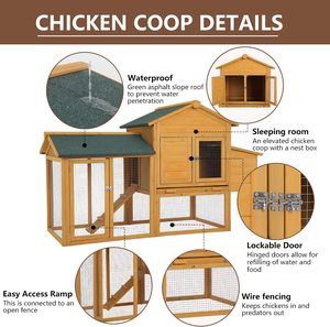 Gallinero de Madera Resistente para Exteriores con Gran Corral, Techo Impermeable de Asfalto, Casa para Gallinas de Madera para Jardín - Product Image 3