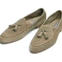 Chaussures Mocassins OME Langdo en Daim/Cuir Nubuck pour Hommes, Sur Mesure avec Pompons, Imperméables, Respirantes, Fermeture à Chaussette à Carreaux
