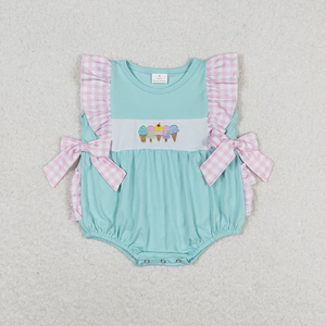 New Infant Toddler Girls Summer <b>Clothes</b> Ice Cream Cone Embroidery Shorts Set Bubble Romper Dress Cute Baby Outfits - Product Image 3