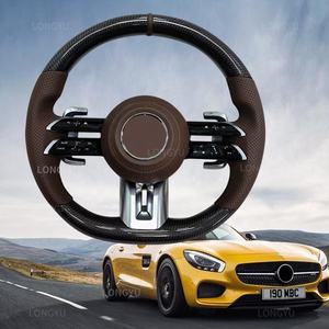 พวงมาลัยคาร์บอนไฟเบอร์สีส้มสำหรับรถ <span class=keywords><strong>Mercedes</strong></span> Benz C คลาส C205 C180 C200 C300 C43 C63 C63S รถเก๋ง AMG - Product Image 2