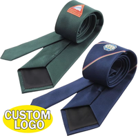 Cravate brodée avec logo personnalisé en sergé de polyester rayé, pour uniforme scolaire, commande en gros pour hommes