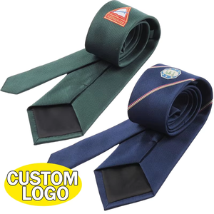 Bestickte Wappen-Krawatte mit individuellem Logo aus Polyester-Twill, gestreifte Schuluniform-Krawatte, Großbestellung für Herren - Product Image 2