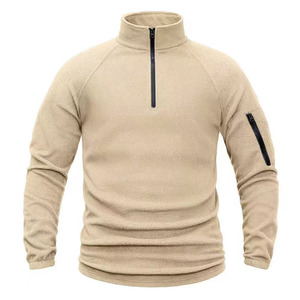 En stock o OEM Personalizar logo Hombres al aire libre 1/3 Zip Fleece <span class=keywords><strong>Pullover</strong></span> Chaquetas de invierno - Product Image 4
