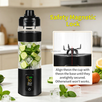Draagbare 220W elektrische sapcentrifuge blender, oplaadbaar via USB type-C, 600ml smoothie mixer voor thuis, reizen en buitengebruik