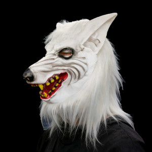 Masque de <span class=keywords><strong>loup</strong></span> <span class=keywords><strong>blanc</strong></span> en fourrure, costume en vinyle PVC souple, design intégral pour le visage, avec gants en forme de pattes de <span class=keywords><strong>loup</strong></span> pour Halloween et cosplay - Product Image 3