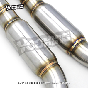 Tubo medio de escape de fábrica, tubo de acero inoxidable de 2,75 pulgadas para BMW M3/M4 G80/G82/G8X con tubo medio de escape resonador de igual longitud - Product Image 2