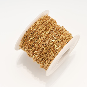 Chaîne en forme de croix et de cœur |   Chaîne de bijoux en acier inoxydable plaqué or PVD 18 carats, motif cœur pêche, pour collier et bracelet DIY - Product Image 6