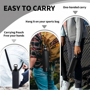 Bouteille d'eau isotherme à double paroi en acier inoxydable de 24 oz avec poignée et couvercle, bouteilles d'eau avec logo personnalisé - Product Image 3