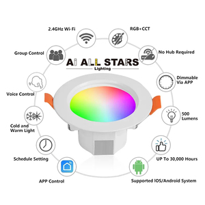2,5 pulgadas 3,5 pulgadas 4 pulgadas inteligente RGBW Downlight trabajar con Smartthings <span class=keywords><strong>Alexa</strong></span> eco <span class=keywords><strong>Plus</strong></span> empotrada LED luces LED Downlight 5W 9W 12W - Product Image 3