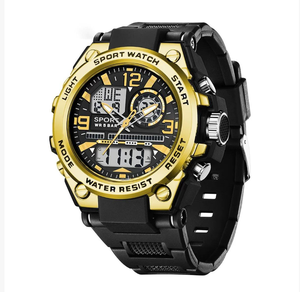 Montre numérique sportive étanche à double affichage DF0823, montre électronique pour homme, vente directe, montre pour homme avec écran minéral - Product Image 3