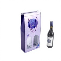 Boîte de transport de vin en papier personnalisée avec logo, fenêtre transparente, sac cadeau pour 2 bouteilles de vin rouge