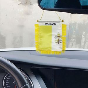 Custom VATICAN Satin Pennant Flag Car Mini Flag <b>Banner</b> with Yellow Tassels - Product Image 2
