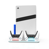 Support OEM pour PS5/Slim/Pro avec éclairage RGB, chargeur de manettes PS5 et station de charge avec 15 emplacements pour cartes de jeu