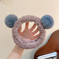 Serre-tête en tissu peluche pour femme, motif oreilles de panda mignonnes, idéal pour l'hiver, mariage ou maquillage, vente en gros