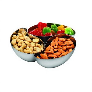 Cosie – bol à collation 3 compartiments 15cm en acier inoxydable, vente en gros, bol à noix, conception unique de coupe, préparation de la salade de fruits - Product Image 1